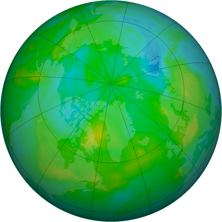 Arctic ozone map for 25 July 1996